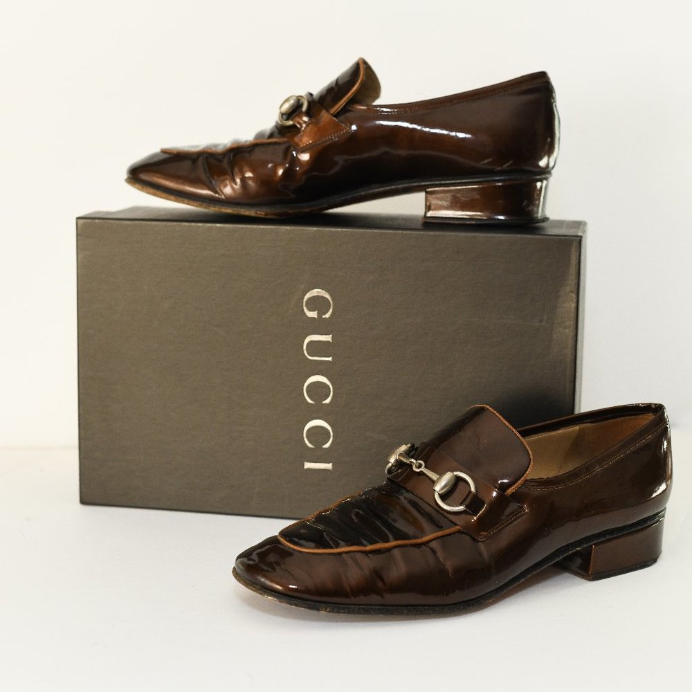 GUCCI VINTAGE HORSEBIT PATENT LEATHER WOMENS LOAFER